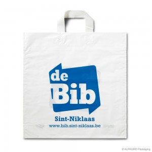 Loop handle carrier bag 'BIB St Niklaas', bioplastic, white coloured