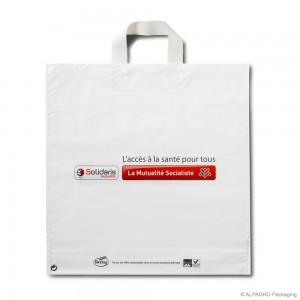 Loop handle carrier bag 'Solidaris', bioplastic, white coloured