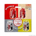 Actietas met afscheurbare rechthoek 'Coca-Cola', LDPE, wit ingekleurd, 80µ, 39 x 40 + 7 cm