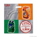 Promotional carrier with rectangular tear-off coupon 'Fanta', LDPE, white coloured, 80µ, 39 x 40 + 7 cm