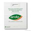 Patch handle carrier bag 'Ardo', bioplastic, white coloured, 50µ, 35 x 42 + 4 cm
