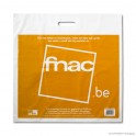 Patch handle carrier bag 'Fnac', bioplastic, white coloured, 60µ, 55 x 55 + 0 cm