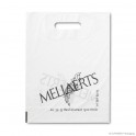 Patch handle carrier bag 'Mellaerts', bioplastic, white coloured, 40µ, 28 x 38 + 4 cm