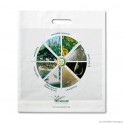 Patch handle carrier bag 'Novamont', bioplastic, white coloured, 60µ, 39 x 45 + 5 cm