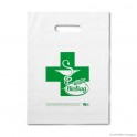 Carrier bag with punched-out handle 'Pharma big', bioplastic, white coloured, 28µ, 28 x 38 + 0 cm