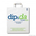 Loop handle carrier bag 'Dip & Da', bioplastic, white coloured, 60µ, 35 x 42 + 4 cm