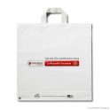 Loop handle carrier bag 'Solidaris', bioplastic, white coloured, 60µ, 39 x 42 + 4 cm