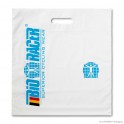 Patch handle carrier bag 'Bioracer', LDPE, white coloured, 50µ, 41 x 44 + 4 cm