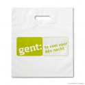Patch handle carrier bag 'Gent', LDPE, white coloured, 50µ, 35 x 40 + 0 cm
