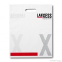 Patch handle carrier bag 'Lanxess', AlpaGreen LDPE, white coloured, 50µ, 35 x 44 + 4 cm