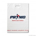 Patch handle carrier bag 'Primo', MDPE, white coloured, 40µ, 37 x 50 + 5 cm