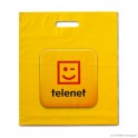Patch handle carrier bag 'Telenet', LDPE, white coloured, 50µ, 37 x 43 + 4 cm