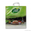 Loop handle carrier bag 'Come a Casa', MDPE, white coloured, 60µ, 41 x 45 + 5 cm