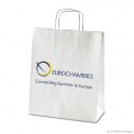 Paper carrier bag with twisted handles 'Eurochambres', plain kraft paper, white, 110 g, 30 x 13 x 36 cm