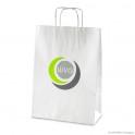 Paper carrier bag with twisted handles 'WVG', plain kraft paper, white, 110 g, 30 x 13 x 42 cm
