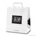 Paper carrier bag with flat handles 'Bun', plain kraft paper, white, 90 g, 26 x 16 x 29 cm