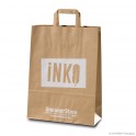 Paper carrier bag with flat handles 'Inkostore', recycled paper, brown, 100 g, 32 x 13 x 42,5 cm