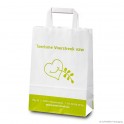Paper carrier bag with flat handles 'Toerisme Voerstreek', lined kraft paper, white, 100 g, 23 x 10 x 32 cm