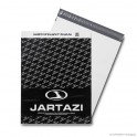 Mailing bag 'Jartazi', COEX, white/grey, 80µ, 50 x 61 + 0 cm + 5 cm flap, finishing: 1 adhesive seal strip